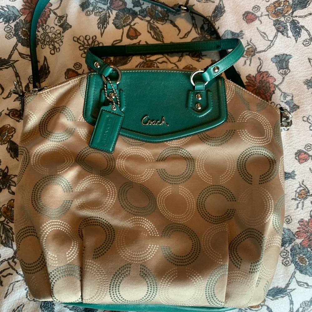 Large green Coach purse